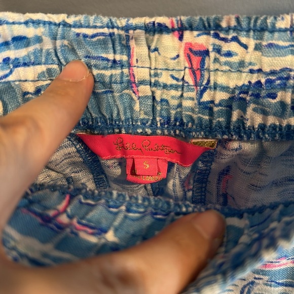 Lilly Pulitzer Small Blue BOATYLICIOUS LILO SHORTS Linen Pull-On Sailboats - Picture 3 of 5